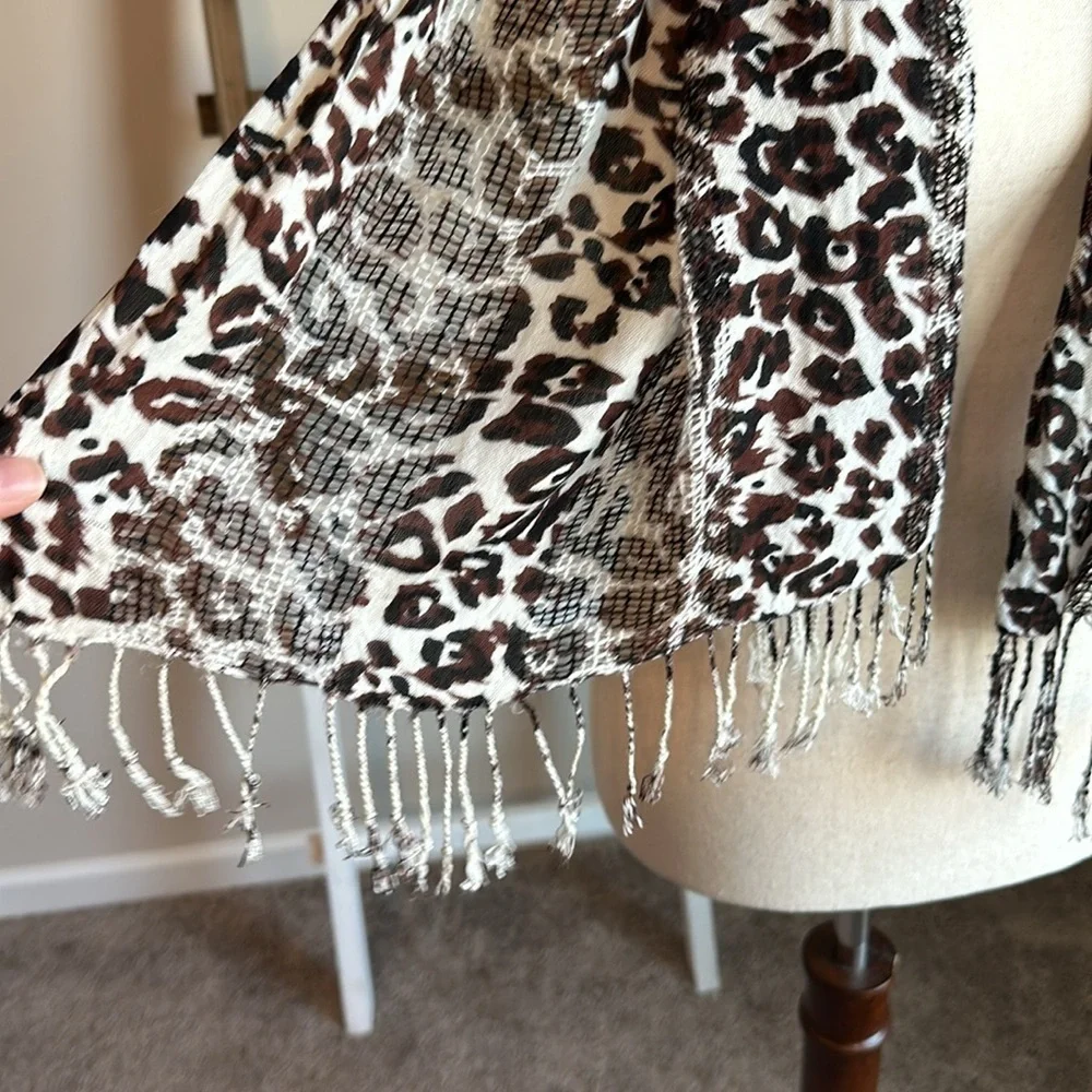 Collections Eighteen Animal Print Scarf with Fringe